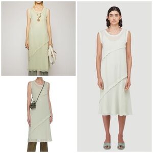 NWT ACNE STUDIOS Bias-cut Diagonal Tiered A-line Pastel Chiffon Green Dress 38 6